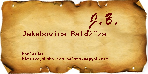 Jakabovics Balázs névjegykártya